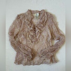 Vintage Ice Silk Floral Ruffle Blouse Boho #cottagecore